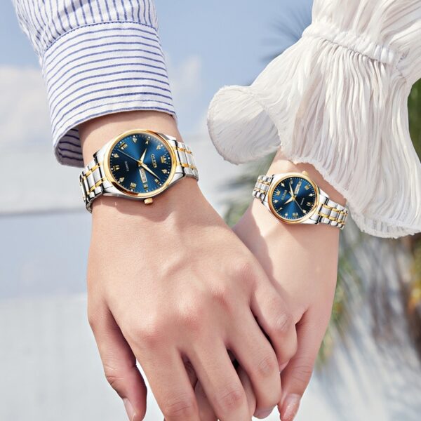 OLEVS 5563 Couple Stainless Steel Quartz Watches for Men and Women - Image 5