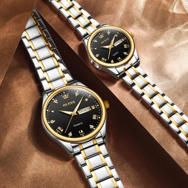 OLEVS 5563 Couple Stainless Steel Quartz Watches for Men and Women - Image 4