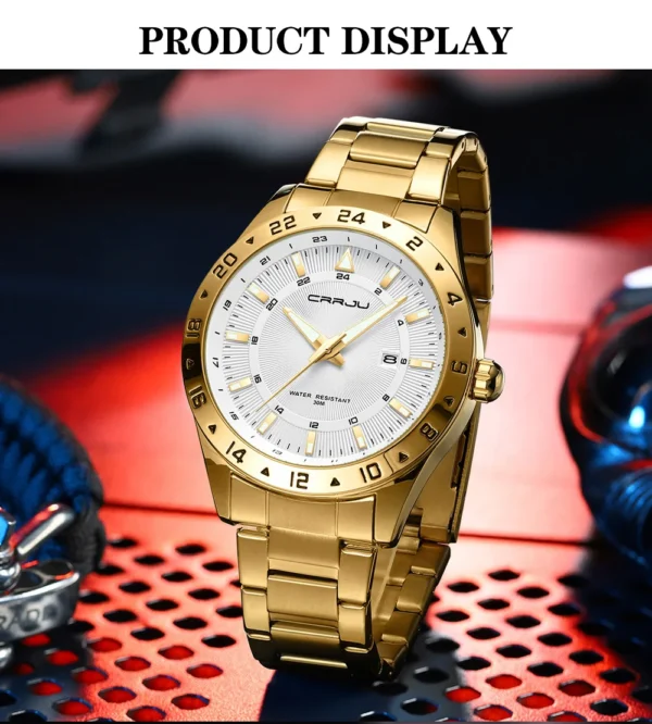 CRRJU 5003 Quartz Stainless Steel Luxury Wristwatch For Men - Image 5