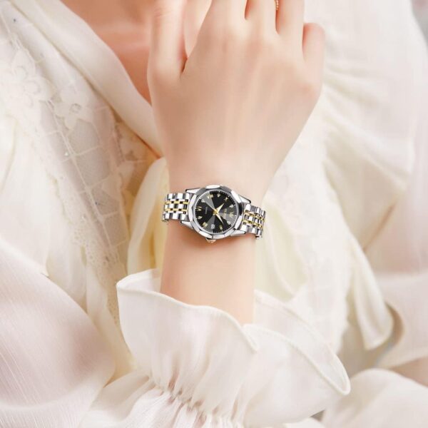 OLEVS 9970 Luxury Quartz Diamond Cut Watch For Women - Image 5