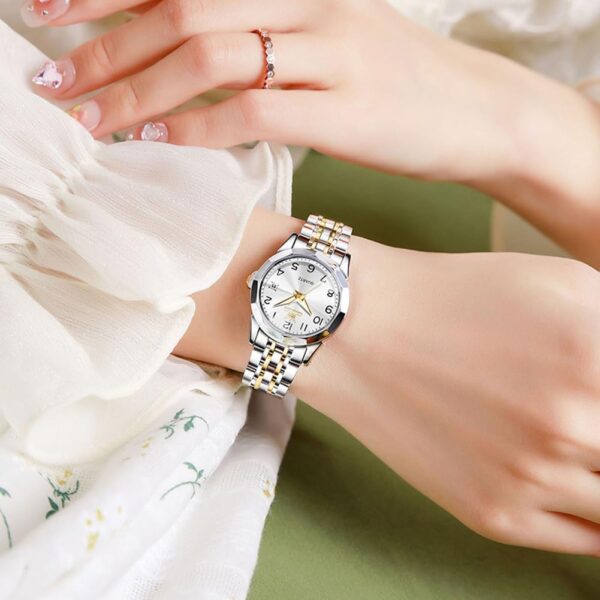 OLEVS 9970 Luxury Quartz Diamond Cut Watch For Women - Image 5