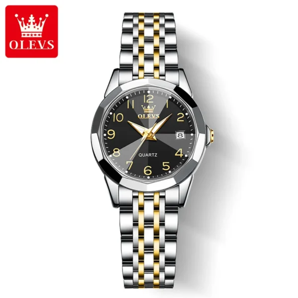 OLEVS 9970 Luxury Quartz Diamond Cut Watch For Women - Image 3