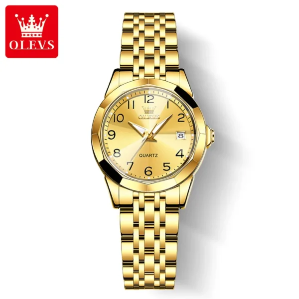 OLEVS 9970 Luxury Quartz Diamond Cut Watch For Women - Image 5