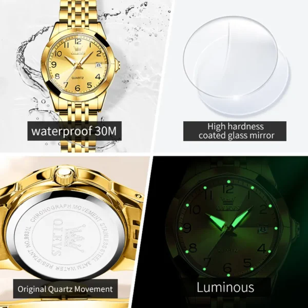 OLEVS 9970 Luxury Quartz Diamond Cut Watch For Women - Image 6