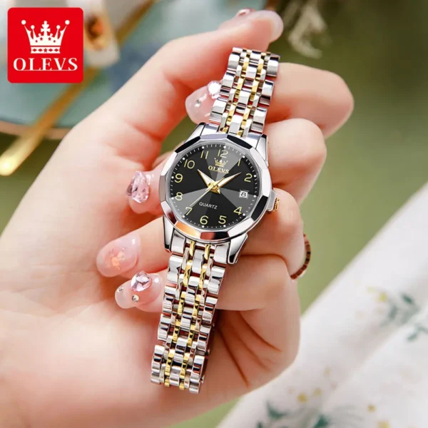 OLEVS 9970 Luxury Quartz Diamond Cut Watch For Women - Image 2