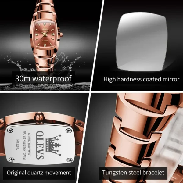 OLEVS 7006 Tungsten steel Strap Quartz Watch For Women - Image 3