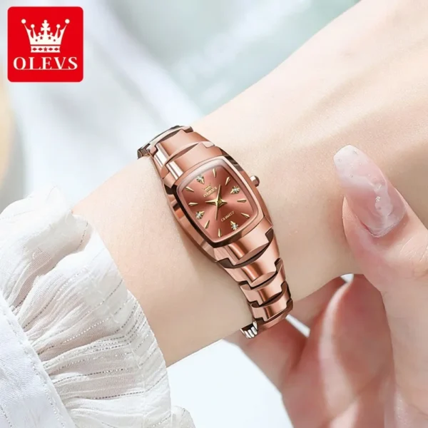 OLEVS 7006 Tungsten steel Strap Quartz Watch For Women - Image 2