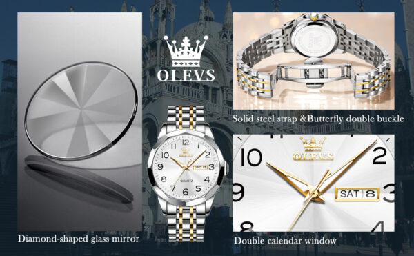 OLEVS 9970 Quartz Stainless Steel Strap Watch For Men - Image 4