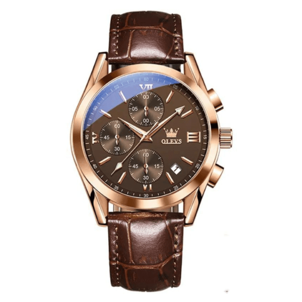 OLEVS 2872 Leather strap Chronograph Quartz Watch for Men - Image 4