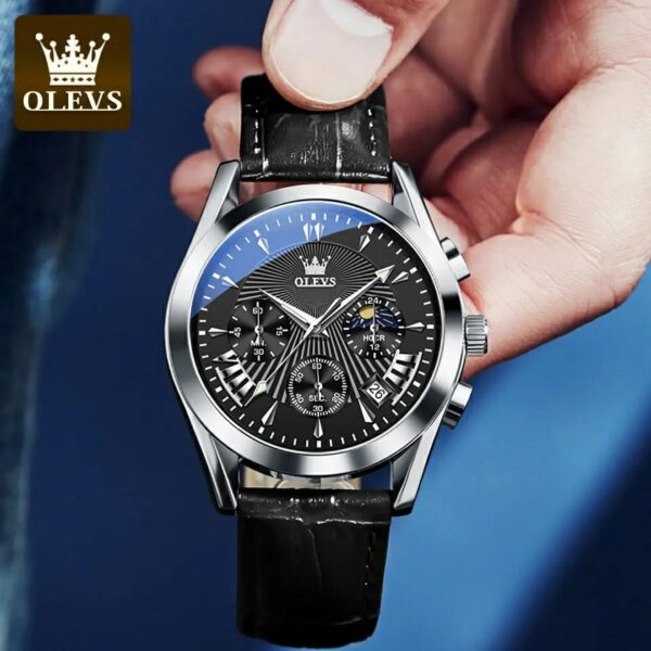 OLEVS 2876 Quartz Men Wristwatches Genuine Leather Strap Watches for Men - Image 2