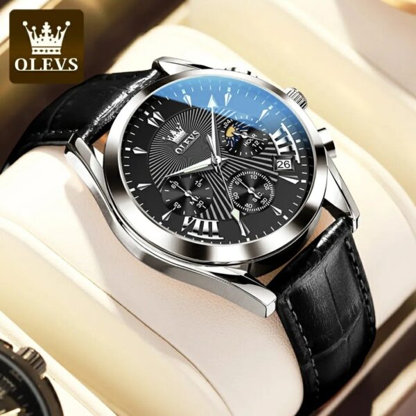 OLEVS 2876 Quartz Men Wristwatches Genuine Leather Strap Watches for Men - Image 3