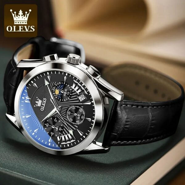 OLEVS 2876 Quartz Men Wristwatches Genuine Leather Strap Watches for Men - Image 4