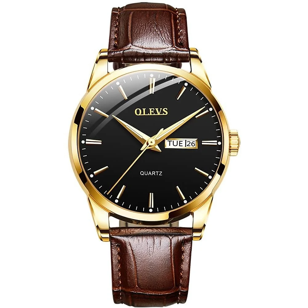 OLEVS 6898 Leather Quartz Watch For Men - Image 4