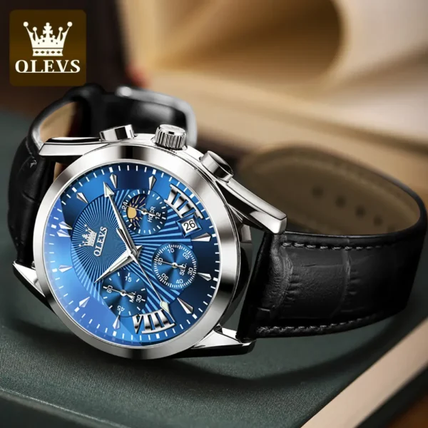 OLEVS 2876 Quartz Men Wristwatches Genuine Leather Strap Watches for Men - Image 5