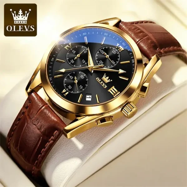 OLEVS 2872 Leather strap Chronograph Quartz Watch for Men
