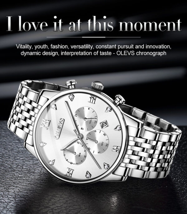 OLEVS 2868 Stainless Steel Chronograph Watch For Men - Image 3