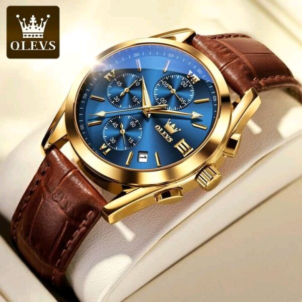 OLEVS 2872 Leather strap Chronograph Quartz Watch for Men