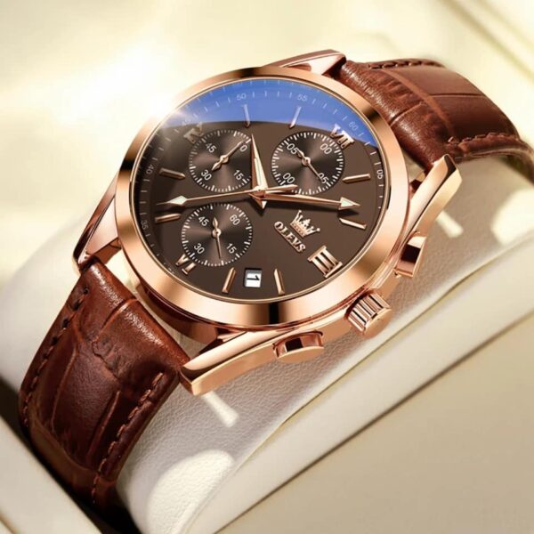 OLEVS 2872 Leather strap Chronograph Quartz Watch for Men
