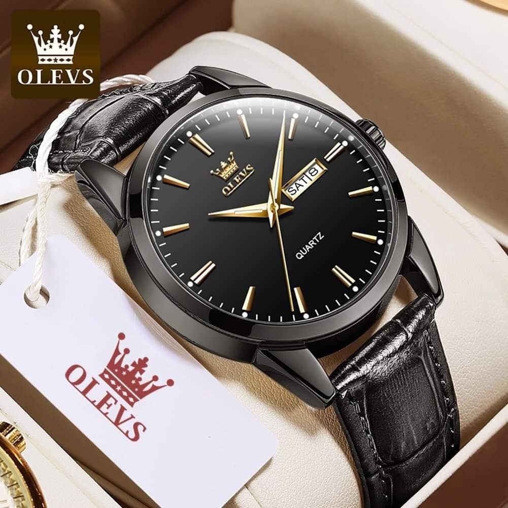 OLEVS 6898 Leather Quartz Watch For Men