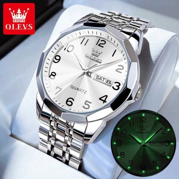 OLEVS 9970 Quartz Stainless Steel Strap Watch For Men - Image 3