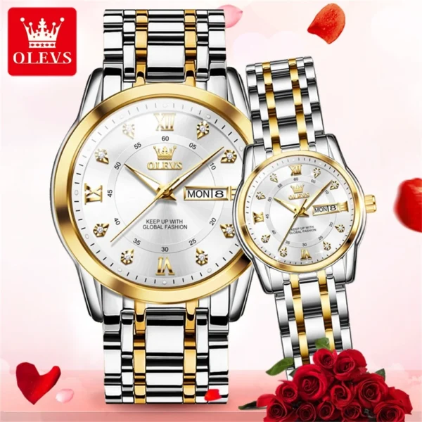 OLEVS 5513 Couple Watch Pair for Men And Women - Image 2