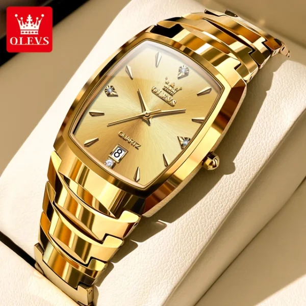 OLEVS 7006 Quartz Watch Tungsten Steel Gold Gent’s Watch
