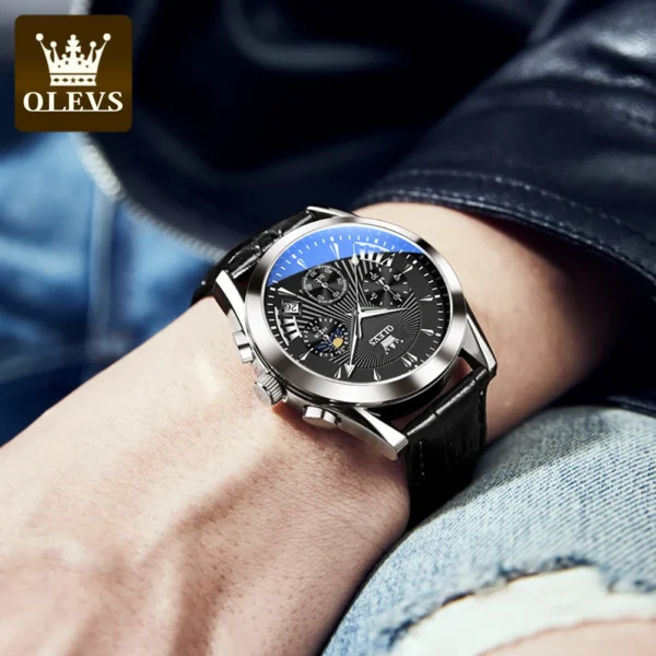 OLEVS 2876 Quartz Men Wristwatches Genuine Leather Strap Watches for Men - Image 6