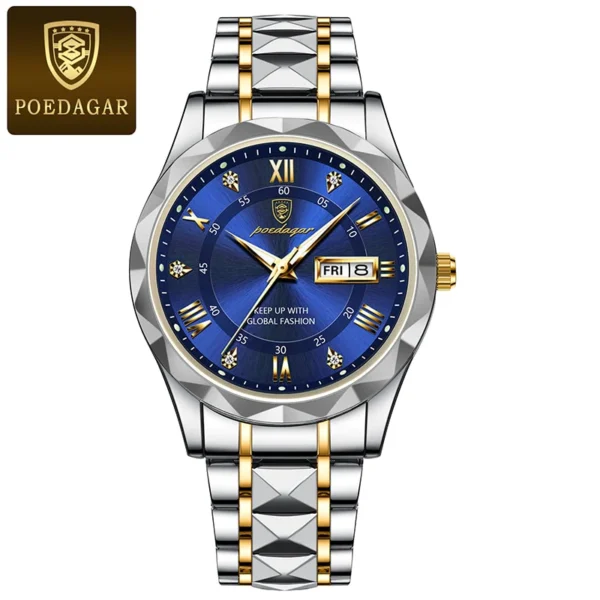 POEDAGAR 615 Quartz Stainless Steel Watch For Men - Image 2