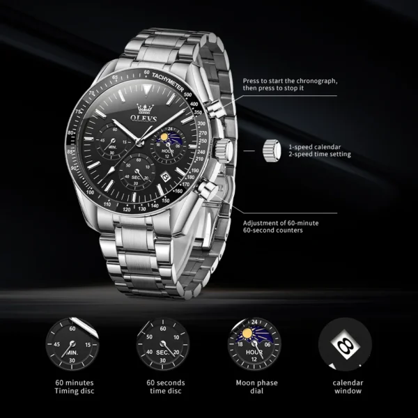 OLEVS 3618 Chronograph Quartz Watch For Men - Image 5