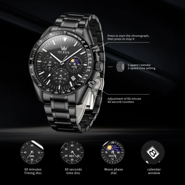 OLEVS 3618 Chronograph Quartz Watch For Men - Image 5