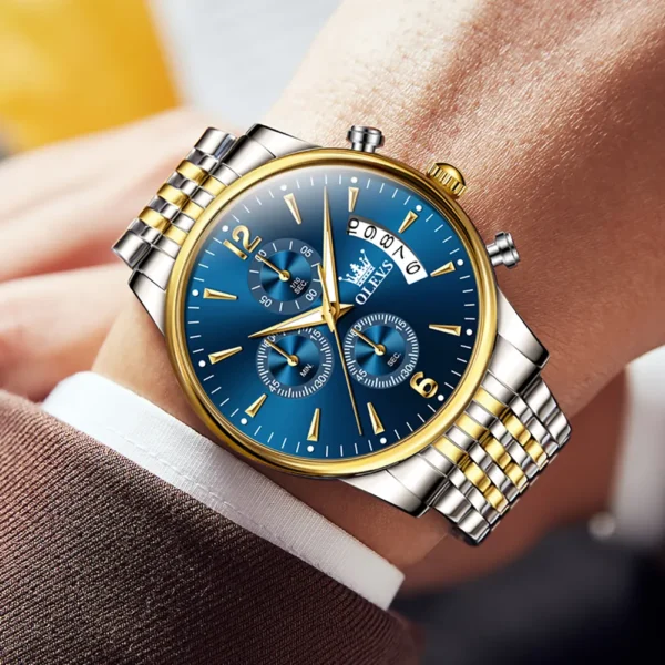 Olevs 2867 Stainless Steel Chronograph Wrist Watch For Men - Image 2