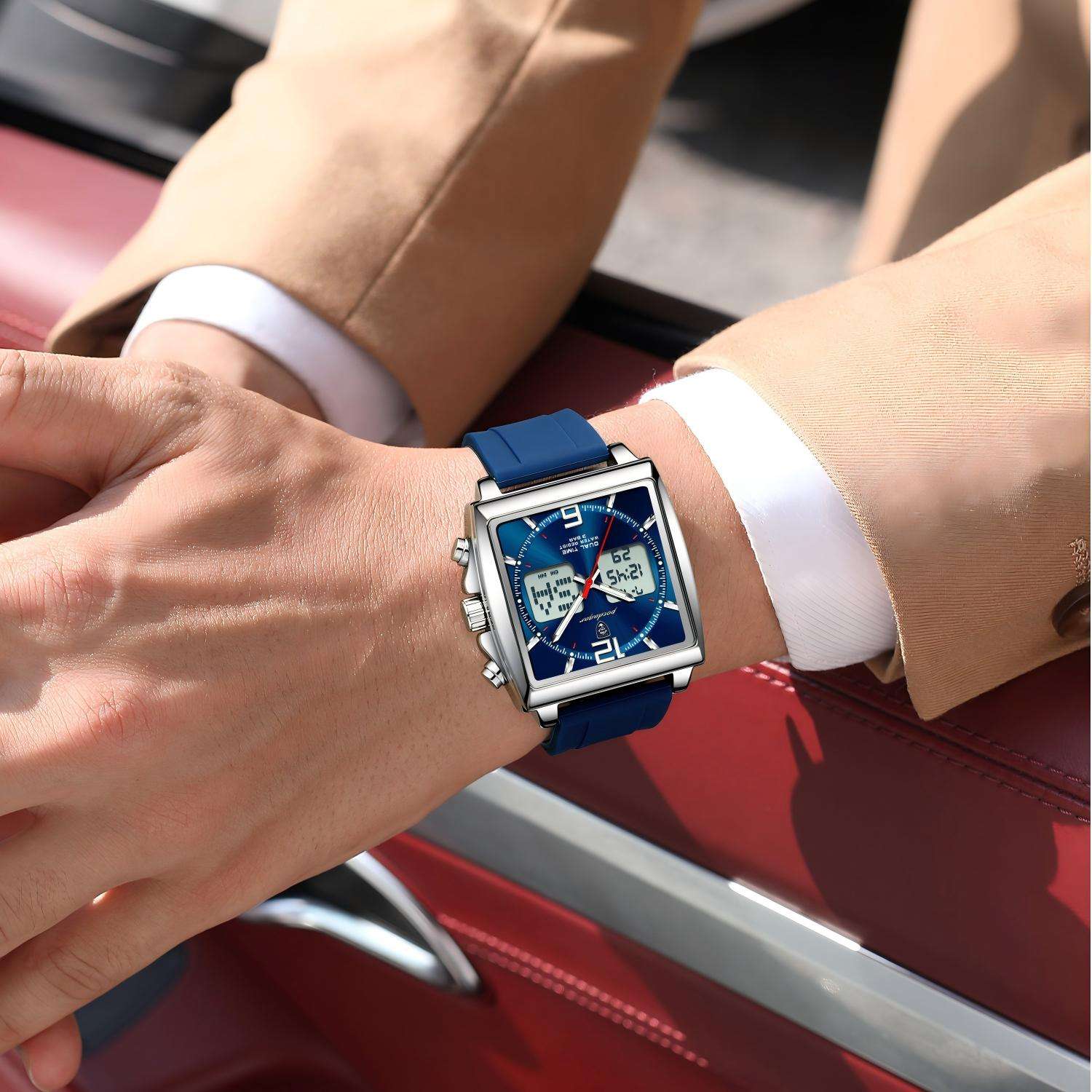 Poedagar E109 Waterproof Luminous Multifunctional Chronograph Alarm Silicone Strap Quartz Watch for Men - Image 6