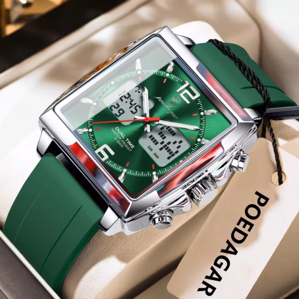 Poedagar E109 Waterproof Luminous Multifunctional Chronograph Alarm Silicone Strap Quartz Watch for Men