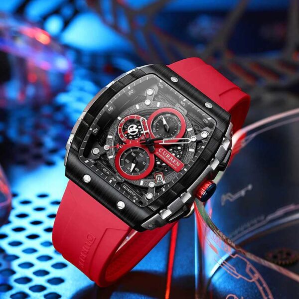 Curren 8442 Silicone Strap Auto Date Chronograph Watch